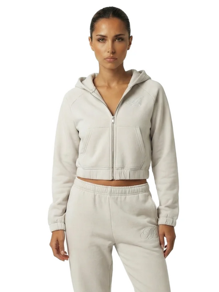 Malelions Women Cropped Emblem Zip Hoodie - Light Grey Malelions Malelions Women Cropped Emblem Zip Hoodie - Light Grey