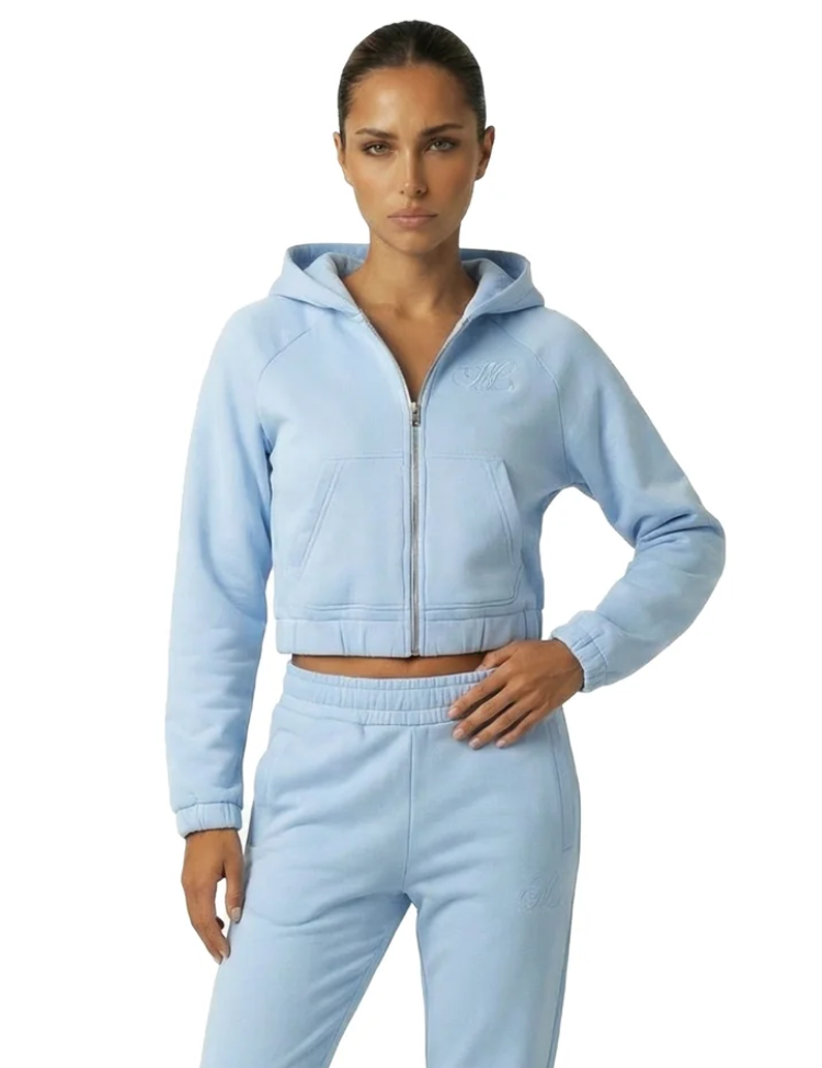 Malelions Women Cropped Emblem Zip Hoodie - Vista Blue - Eddy's