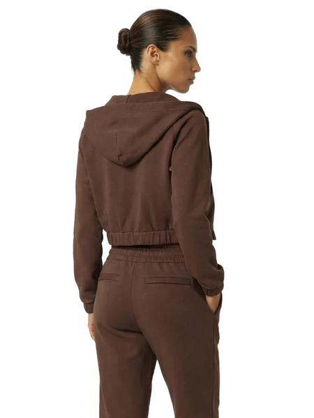 Malelions Malelions Women Cropped Emblem Zip Hoodie - Chocolate