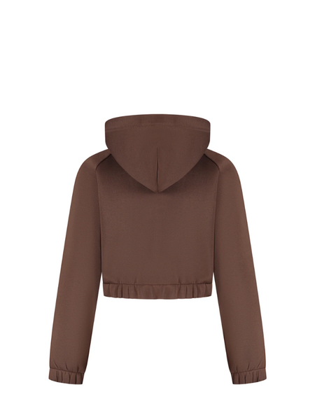Malelions Malelions Women Cropped Emblem Zip Hoodie - Chocolate