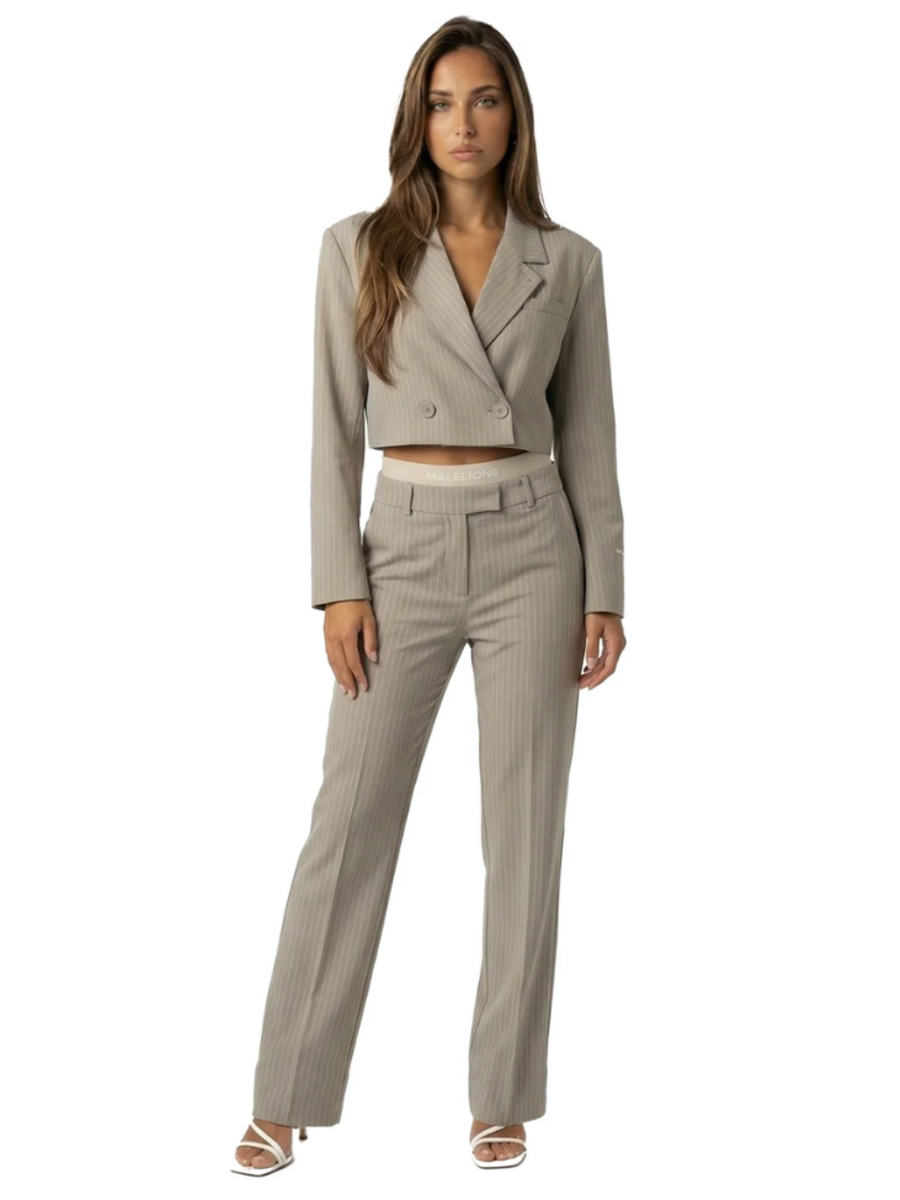 Malelions Malelions Women Pinstripe Combi-Set - Sand