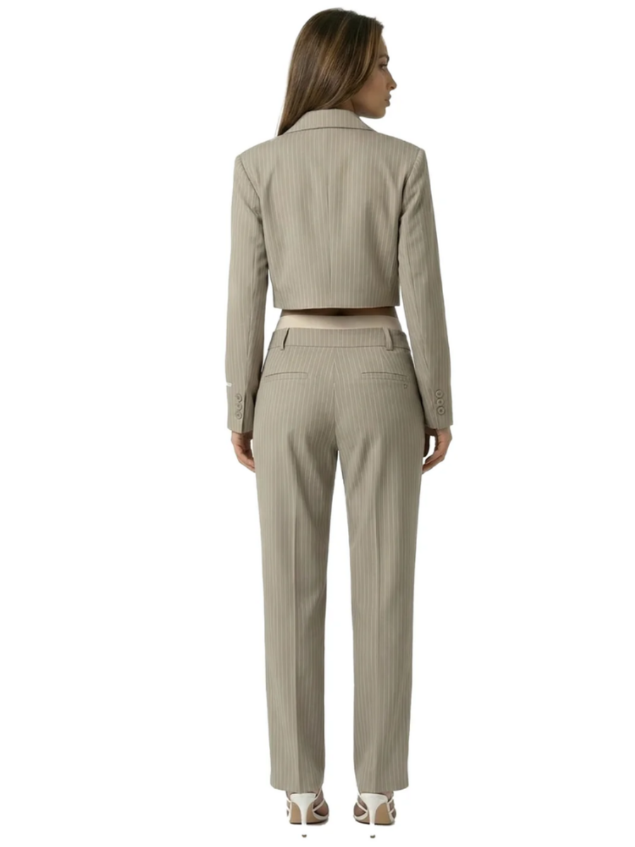 Malelions Malelions Women Pinstripe Combi-Set - Sand