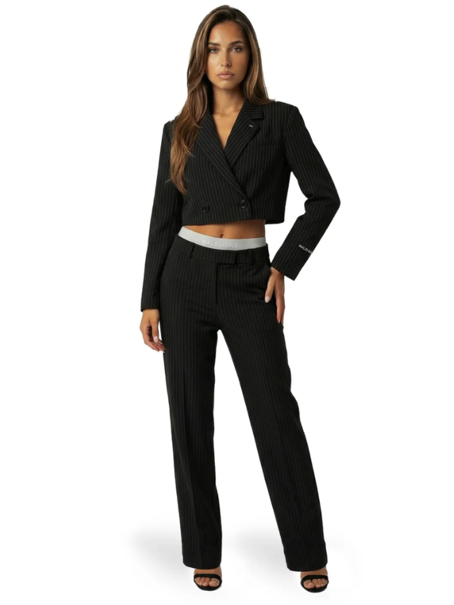 Malelions Malelions Women Pinstripe Combi-Set - Black