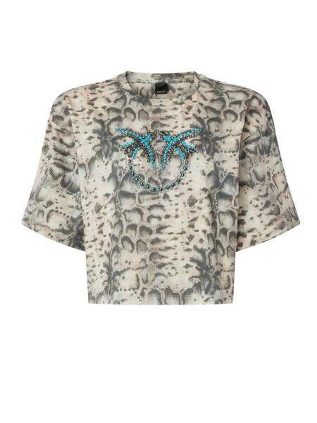 Pinko Terni T-shirt Jersey Snake Ric - Beige/Black