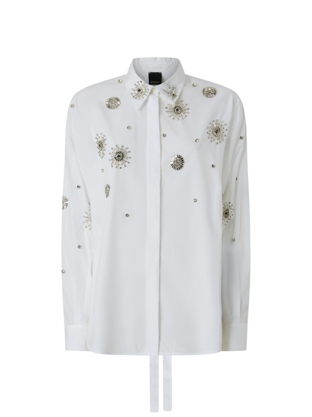 Pinko Carley Camicia Popeline Ricamo - Radiant/White