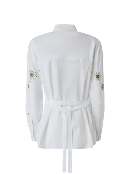 Pinko Pinko Carley Camicia Popeline Ricamo - Radiant/White