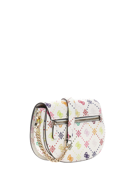 Guess Guess Emelie Logo Top Zip Flap Shoulder Bag - Multi Logo