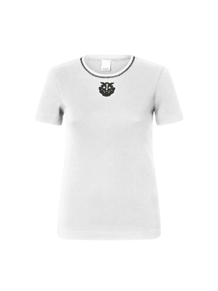 Pinko Pinko Brugherio T-Shirt Costina Logo - White/Black Pinko Brugherio T-Shirt Costina Logo - White/Black