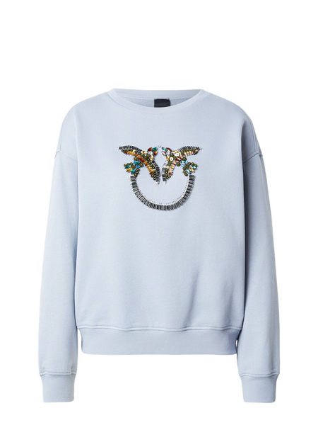 Pinko Nelly Maglia Felpa Ricamo Logo - Azzurro Arona
