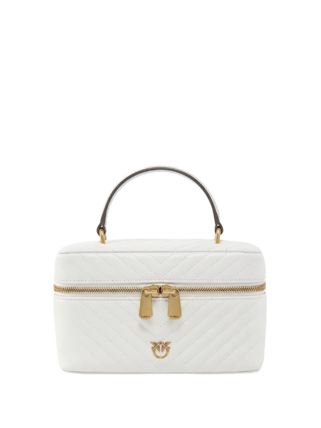 Pinko Pinko Vanity Soft Mini Sheep Nappa Handbag - Cloud White/Antique Gold