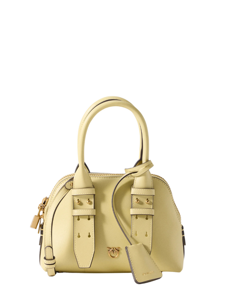 Pinko Pinko Bowling Zip Mini Vitello Bag - Vanilla Yellow/Antique