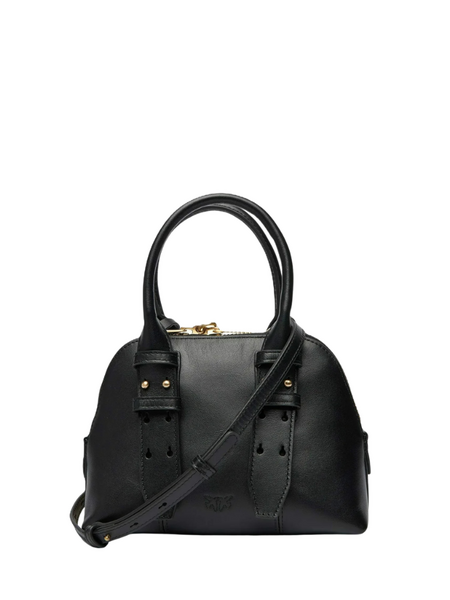Pinko Pinko Bowling Bag Zip Mini Vitello M Handbag - Black/Anitque Gold