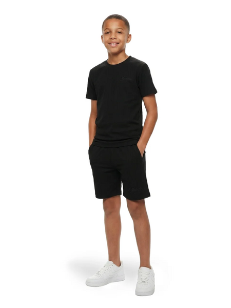 Malelions Kids Ribbed Script T-Shirt - Black