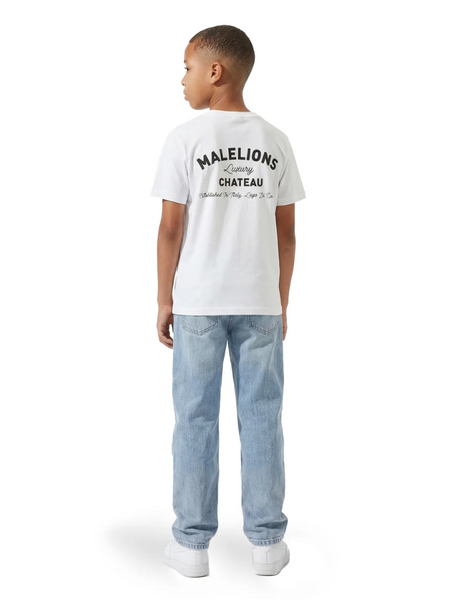 Malelions Kids Relaxed Knitted Collar T-Shirt - White
