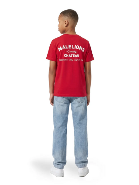 Malelions Kids Relaxed Knitted Collar T-Shirt - Red