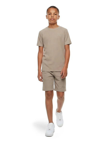 Malelions Kids Ribbed Script T-Shirt - Cream