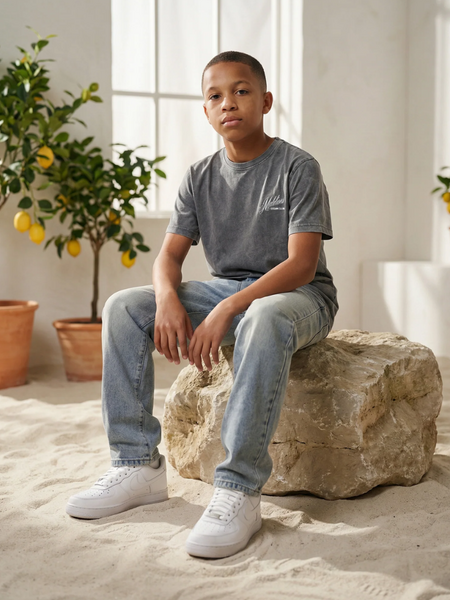Malelions Malelions Kids Relaxed Yacht T-Shirt - Acid Wash