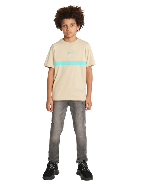 Malelions Malelions Kids Tube T-Shirt - Beige/Turquoise