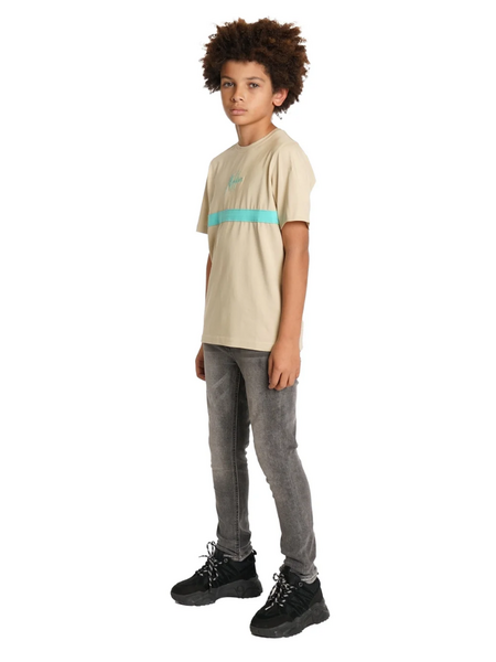 Malelions Malelions Kids Tube T-Shirt - Beige/Turquoise