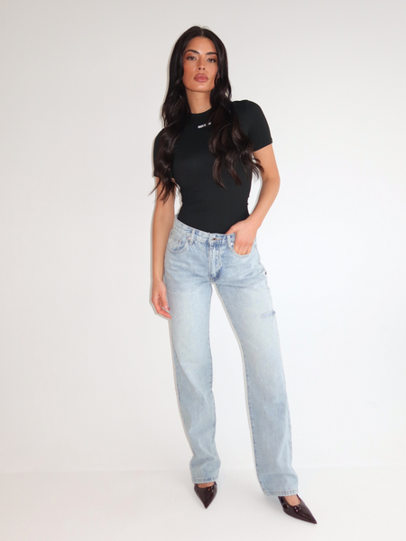 Unique The Label Remi Mid Waist Jeans - Licht Blauw