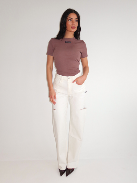 Unique The Label June Wide Leg Jeans -  Off White