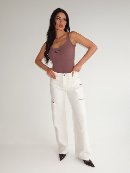 Unique The Label June Wide Leg Jeans -  Off White