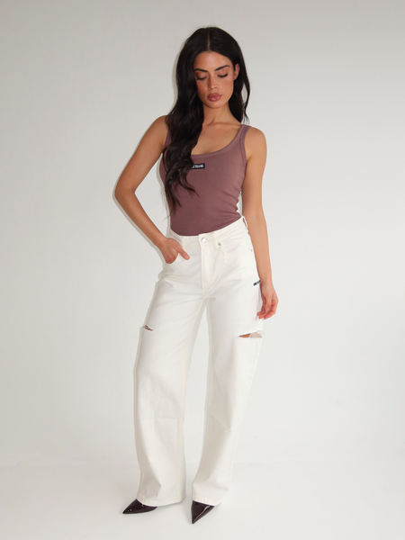 Unique The Label June Wide Leg Jeans -  Off White