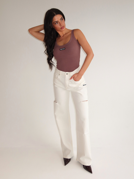 Unique The Label June Wide Leg Jeans -  Off White