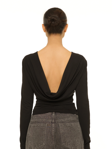 La Sisters La Sisters Long Sleeve Open Back Top - Black