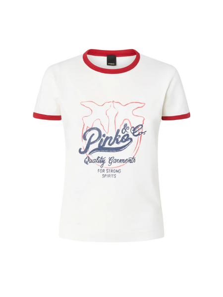 Pinko Pinko Imperia T-Shirt Jersey Vintage - White/Red/ BLue Multi-Colo