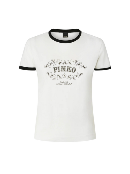 Pinko Pinko Imperia T-Shirt Jersey Vintage - White/Black