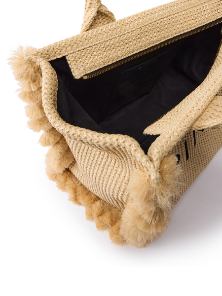 Pinko Pinko Beach Shopper Rafia - Straw/Black - Antique Gol