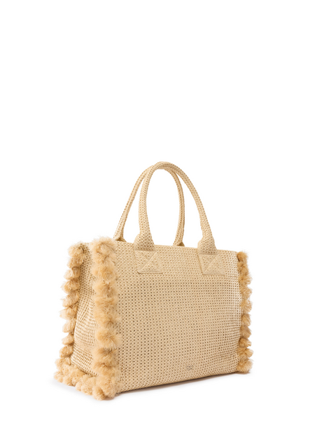 Pinko Pinko Beach Shopper Rafia - Straw/Black - Antique Gol