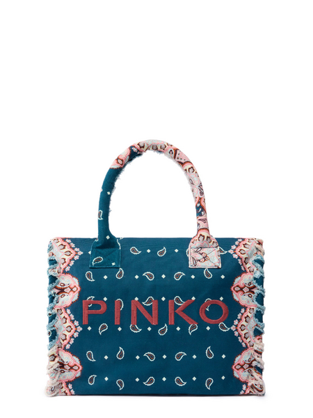 Pinko Beach Shopper Rafia - Straw/Black - Antique Gol