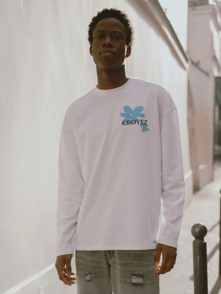 Croyez Croyez Croyez Botanique Longsleeve - Black/Dark Teal Longsleeve - White/Tiffany Blue - Copy