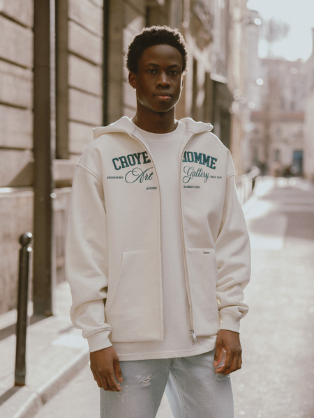 Croyez Croyez Art Gallery Zip Hoodie - Off-White