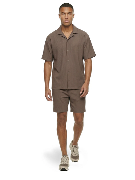 Malelions Malelions Ribbed Camp Collar Shirt - Brown