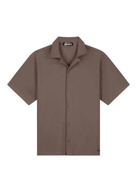 Malelions Malelions Ribbed Camp Collar Shirt - Brown