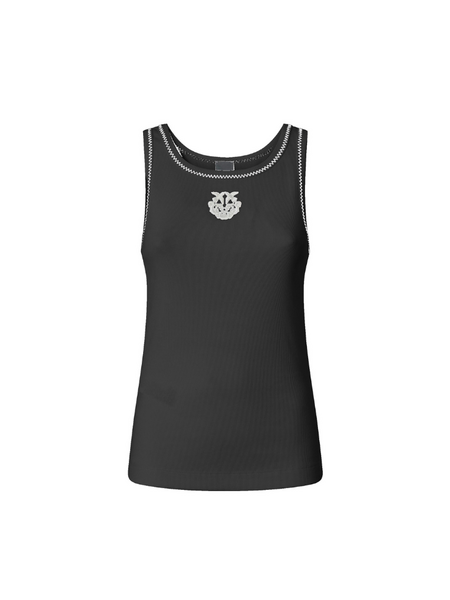 Pinko Pinko Bitetto Canotta Costina Logo T- Black/White