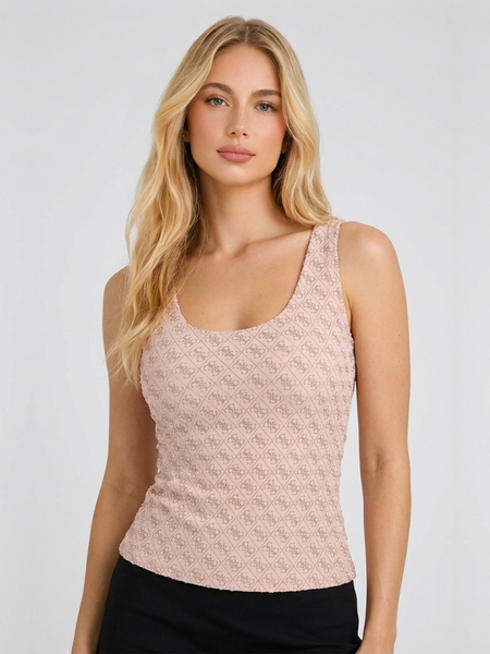 Guess Guess SL 4G Allover Tank Top - Cosmic Vanilla Guess SL 4G Allover Tank Top - Cosmic Vanilla