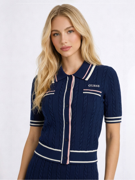 Guess Shari Polo Cardi Top - Silk Blue