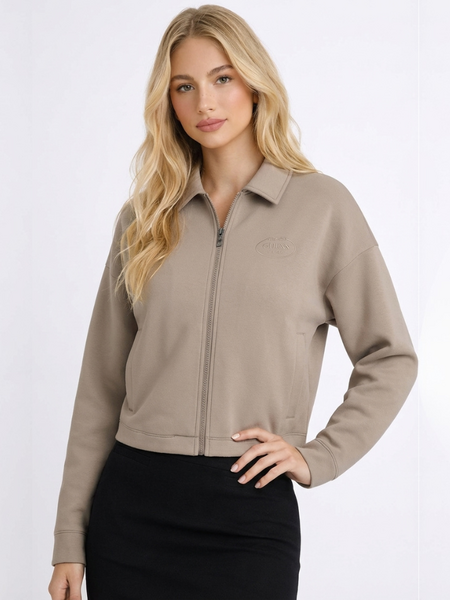 Guess Annie Crop Full Zip Jacket - Totally Taupe
