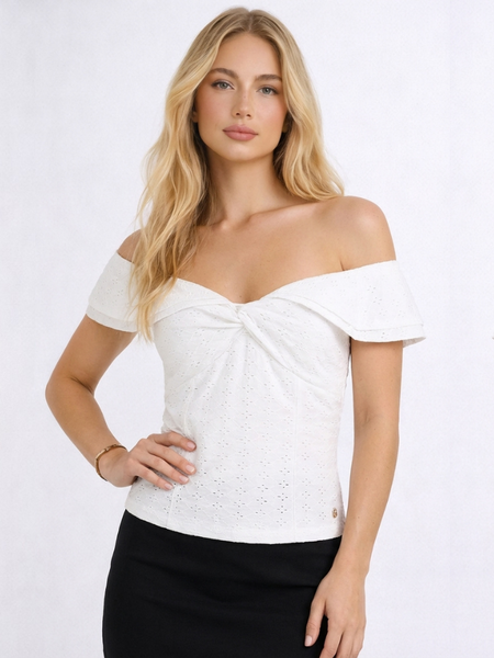 Guess Off Shoulder Top Teodoli - Pure White