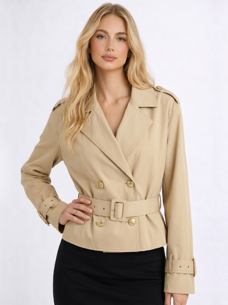Guess Fatou Crop Trench JK - Safari Tan
