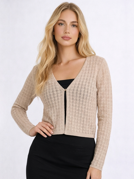 Guess LS Carmela Cover Cardigan - Mocassin Lurex