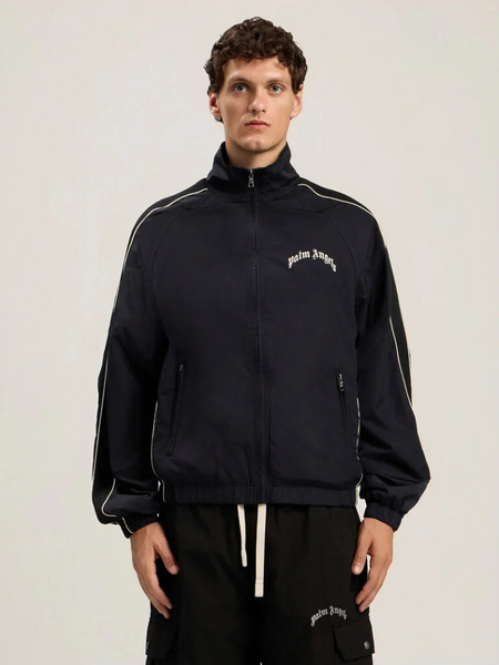Palm Angels Curved Logo Vint Windbreaker - Black Off White