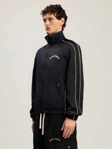Palm Angels Palm Angels Curved Logo Vint Windbreaker - Black Off White