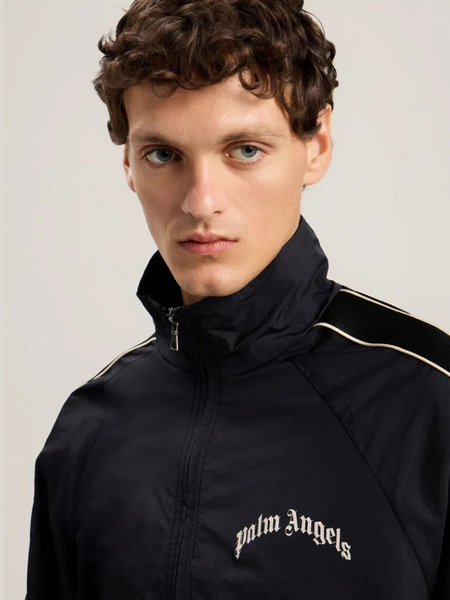 Palm Angels Palm Angels Curved Logo Vint Windbreaker - Black Off White