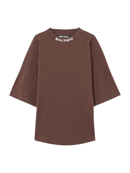 Palm Angels Classic Logo Over Tee - Brown Off White