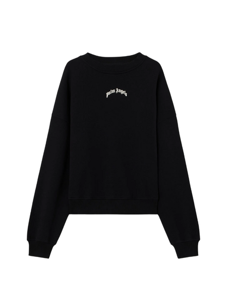 Palm Angels Palm Angels Black Curved Logo Loose Crew - Black Off White